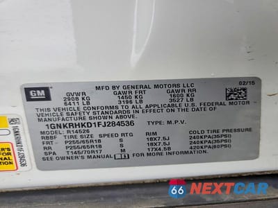 Zdjęcie 13 z 13 samochodu: 2015 CHEVROLET TRAVERSE LT VIN:1GNKRHKD1FJ284536 - miniatura