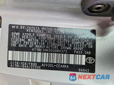 Zdjęcie 13 z 13 samochodu: 2005 TOYOTA CAMRY LE VIN:4T1BE30K05U984372 - miniatura