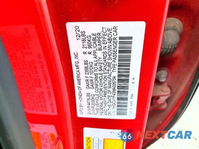 Zdjęcie 12 z 12 samochodu: 2021 HONDA ACCORD SPORT SE VIN:1HGCV1F43MA026754 - miniatura