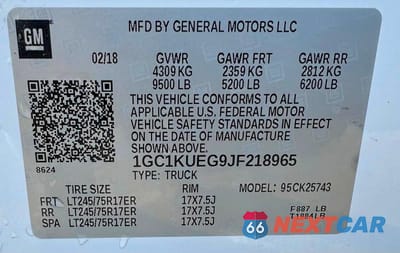 Zdjęcie 10 z 10 samochodu: 2018 CHEVROLET SILVERADO K2500 HEAVY DUTY VIN:1GC1KUEG9JF218965 - miniatura