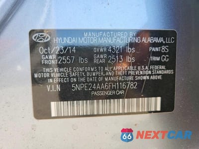 Zdjęcie 12 z 12 samochodu: 2015 HYUNDAI SONATA ECO VIN:5NPE24AA6FH116782 - miniatura