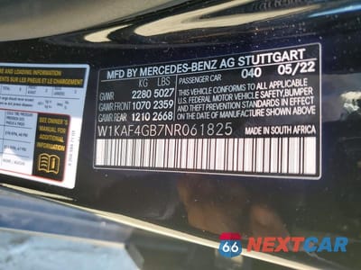 Zdjęcie 12 z 12 samochodu: 2022 MERCEDES-BENZ C 300 VIN:W1KAF4GB7NR061825 - miniatura