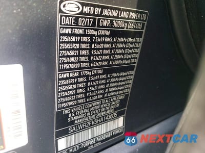 Zdjęcie 13 z 13 samochodu: 2017 LAND ROVER RANGE ROVER SPORT HSE VIN:SALWR2FV5HA143605 - miniatura