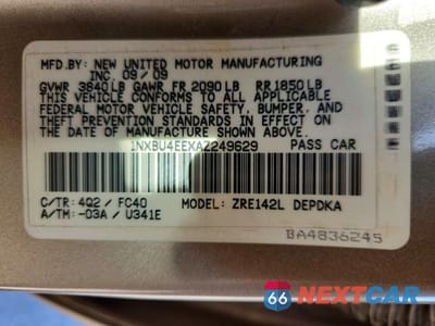 Zdjęcie 12 z 12 samochodu: 2010 TOYOTA COROLLA VIN:1NXBU4EEXAZ249629 - miniatura