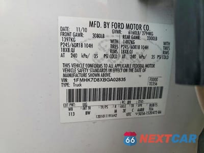 Zdjęcie 13 z 13 samochodu: 2011 FORD EXPLORER XLT VIN:1FMHK7D8XBGA02835 - miniatura