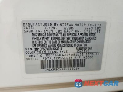 Zdjęcie 13 z 13 samochodu: 2024 NISSAN KICKS SV VIN:3N1CP5CVXRL513014 - miniatura