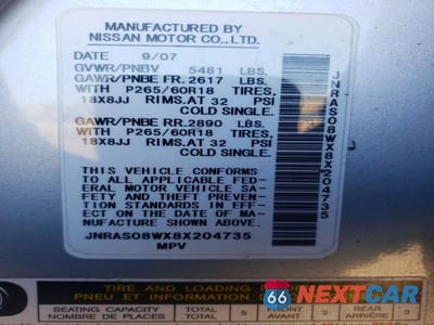 Zdjęcie 12 z 12 samochodu: 2008 INFINITI FX35 BASE VIN:JNRAS08WX8X204735 - miniatura