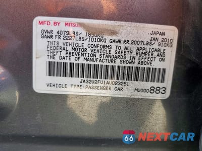 Zdjęcie 12 z 12 samochodu: 2010 MITSUBISHI LANCER ES VIN:JA32U2FU1AU023251 - miniatura