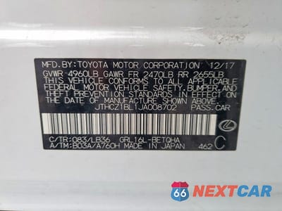 Zdjęcie 12 z 12 samochodu: 2018 LEXUS GS 350 F SPORT VIN:JTHCZ1BL1JA008702 - miniatura