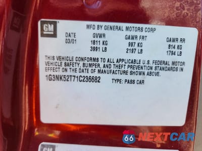 Zdjęcie 12 z 12 samochodu: 2001 OLDSMOBILE ALERO GL1 VIN:1G3NK52T71C236682 - miniatura