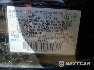 Zdjęcie 12 z 13 samochodu: 2021 NISSAN VERSA S VIN:3N1CN8DV1ML847947 - miniatura