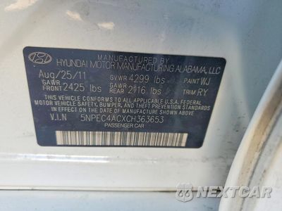 Zdjęcie 12 z 13 samochodu: 2012 HYUNDAI SONATA SE VIN:5NPEC4ACXCH363653 - miniatura