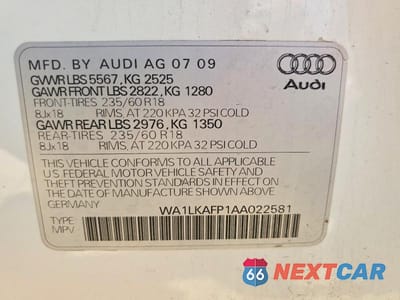 Zdjęcie 14 z 14 samochodu: 2010 AUDI Q5 PREMIUM PLUS VIN:WA1LKAFP1AA022581 - miniatura