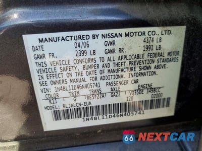 Zdjęcie 13 z 13 samochodu: 2006 NISSAN ALTIMA 3.5 SE VIN:1N4BL11D46N405741 - miniatura