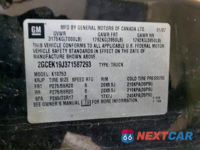 Zdjęcie 12 z 12 samochodu: 2007 CHEVROLET SILVERADO K1500 VIN:2GCEK19J371587293 - miniatura