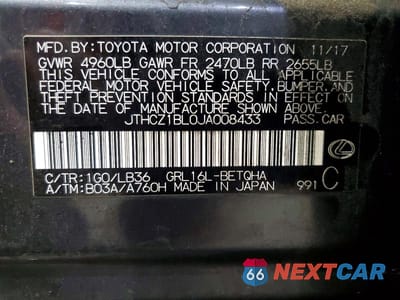 Zdjęcie 13 z 13 samochodu: 2018 LEXUS GS 350 F SPORT VIN:JTHCZ1BL0JA008433 - miniatura