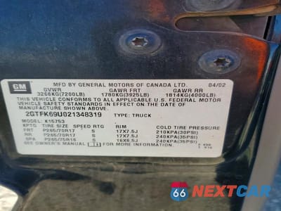 Zdjęcie 12 z 12 samochodu: 2002 GMC SIERRA K1500 DENALI VIN:2GTFK69U021348319 - miniatura