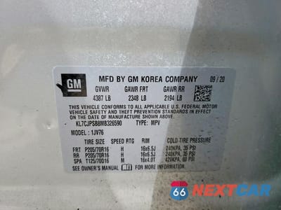 Zdjęcie 13 z 13 samochodu: 2021 CHEVROLET TRAX 1LT VIN:KL7CJPSB8MB326590 - miniatura