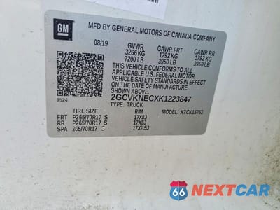 Zdjęcie 12 z 12 samochodu: 2019 CHEVROLET SILVERADO LD K1500 BASE/LS VIN:2GCVKNECXK1223847 - miniatura