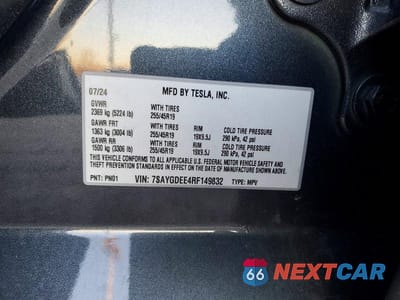 Zdjęcie 14 z 14 samochodu: 2024 TESLA MODEL Y VIN:7SAYGDEE4RF149832 - miniatura