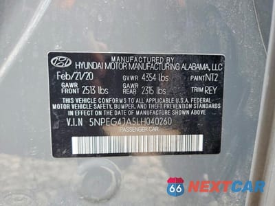Zdjęcie 12 z 12 samochodu: 2020 HYUNDAI SONATA SE VIN:5NPEG4JA5LH040260 - miniatura