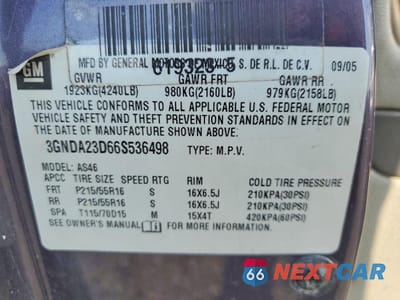 Zdjęcie 13 z 13 samochodu: 2006 CHEVROLET HHR LT VIN:3GNDA23D66S536498 - miniatura