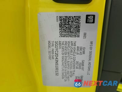 Zdjęcie 12 z 13 samochodu: 2022 CHEVROLET CORVETTE STINGRAY 3LT VIN:1G1YC2D43N5100132 - miniatura