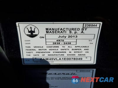 Zdjęcie 12 z 12 samochodu: 2014 MASERATI GRANTURISMO S VIN:ZAM45VLA1E0078049 - miniatura
