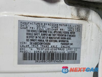 Zdjęcie 13 z 13 samochodu: 2021 NISSAN SENTRA SV VIN:3N1AB8CV0MY246064 - miniatura