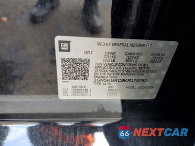 Zdjęcie 13 z 13 samochodu: 2019 CHEVROLET TAHOE K1500 LT VIN:1GNSKBKC8KR178752 - miniatura