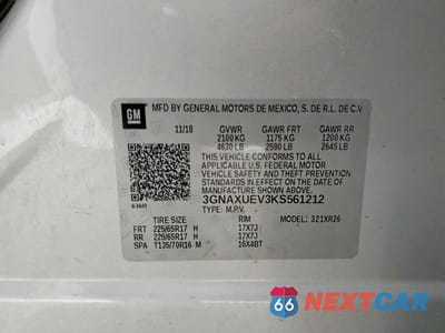 Zdjęcie 14 z 14 samochodu: 2019 CHEVROLET EQUINOX LT VIN:3GNAXUEV3KS561212 - miniatura