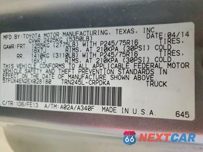 Zdjęcie 12 z 12 samochodu: 2014 TOYOTA TACOMA BASE VIN:5TFUX4EN2EX028180 - miniatura