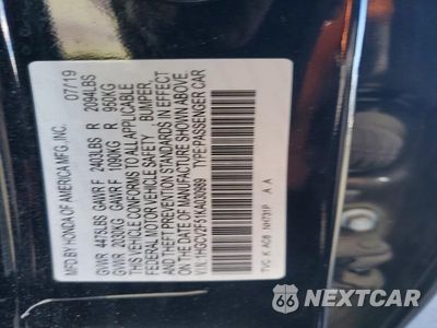 Zdjęcie 12 z 12 samochodu: 2019 HONDA ACCORD EXL VIN:1HGCV2F51KA030989 - miniatura