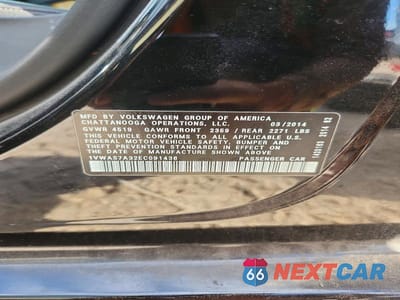Zdjęcie 12 z 12 samochodu: 2014 VOLKSWAGEN PASSAT S VIN:1VWAS7A32EC091436 - miniatura