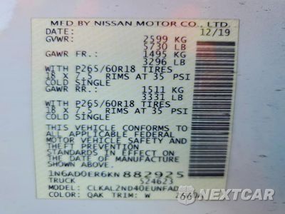 Zdjęcie 12 z 13 samochodu: 2019 NISSAN FRONTIER SV VIN:1N6AD0ER6KN882925 - miniatura