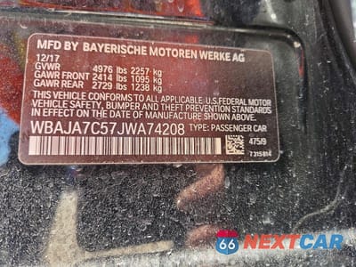 Zdjęcie 13 z 13 samochodu: 2018 BMW 530 XI VIN:WBAJA7C57JWA74208 - miniatura