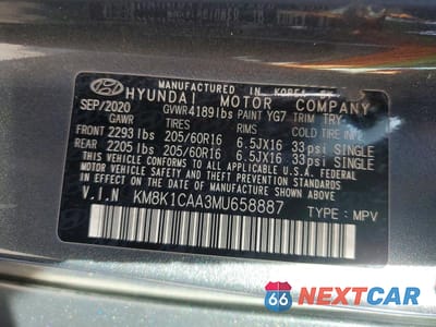 Zdjęcie 12 z 12 samochodu: 2021 HYUNDAI KONA SE VIN:KM8K1CAA3MU658887 - miniatura