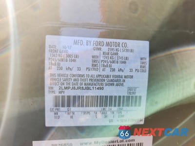 Zdjęcie 13 z 13 samochodu: 2018 LINCOLN MKX PREMIERE VIN:2LMPJ8JR8JBL11490 - miniatura