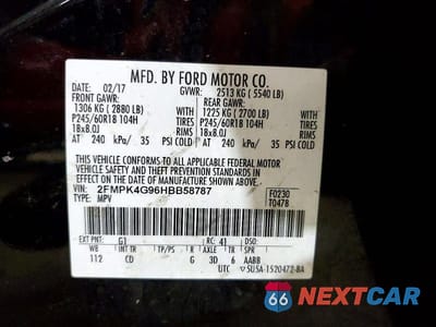 Zdjęcie 13 z 13 samochodu: 2017 FORD EDGE SE VIN:2FMPK4G96HBB58787 - miniatura
