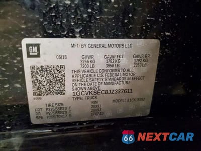 Zdjęcie 12 z 12 samochodu: 2018 CHEVROLET SILVERADO K1500 LTZ VIN:1GCVKSEC8JZ337611 - miniatura