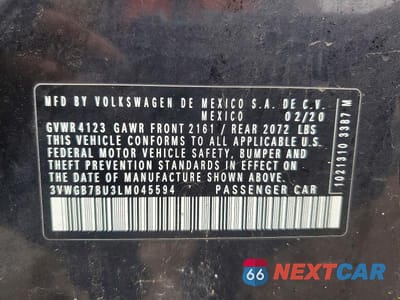 Zdjęcie 12 z 12 samochodu: 2020 VOLKSWAGEN JETTA SEL PREMIUM VIN:3VWGB7BU3LM045594 - miniatura