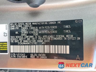 Zdjęcie 13 z 13 samochodu: 2022 LEXUS RX 350 BASE VIN:2T2HZMAA6NC232182 - miniatura