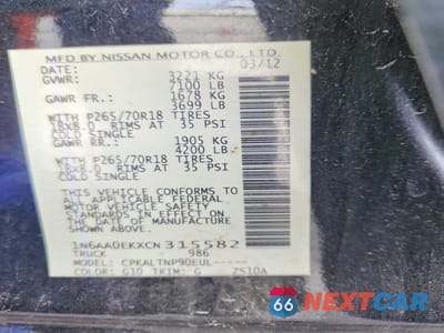 Zdjęcie 12 z 12 samochodu: 2012 NISSAN TITAN S VIN:1N6AA0EKXCN315582 - miniatura