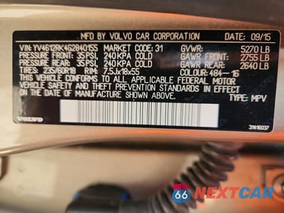 Zdjęcie 13 z 13 samochodu: 2016 VOLVO XC60 T5 PREMIER VIN:YV4612RK4G2840155 - miniatura