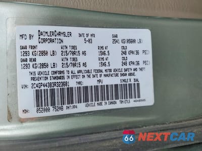 Zdjęcie 13 z 13 samochodu: 2003 CHRYSLER TOWN AND COUNTRY VIN:2C4GP44383R323681 - miniatura