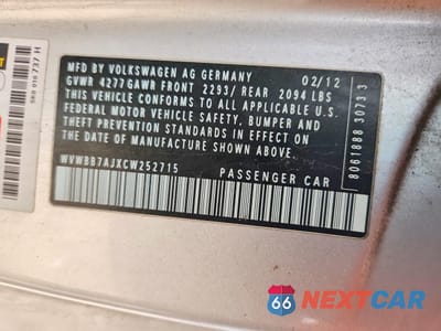 Zdjęcie 12 z 12 samochodu: 2012 VOLKSWAGEN GOLF VIN:WVWBB7AJXCW252715 - miniatura