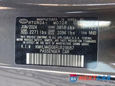 Zdjęcie 12 z 12 samochodu: 2024 HYUNDAI ELANTRA SEL VIN:KMHLM4DG6RU829687 - miniatura