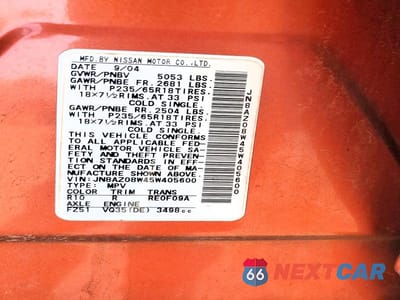 Zdjęcie 13 z 13 samochodu: 2005 NISSAN MURANO S VIN:JN8AZ08W45W405600 - miniatura