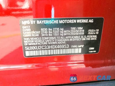Zdjęcie 13 z 13 samochodu: 2017 BMW X6 XDRIVE35I VIN:5UXKU2C33H0X46953 - miniatura