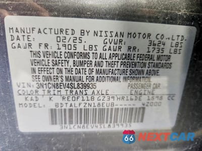 Zdjęcie 12 z 12 samochodu: 2025 NISSAN VERSA SV VIN:3N1CN8EV4SL839935 - miniatura